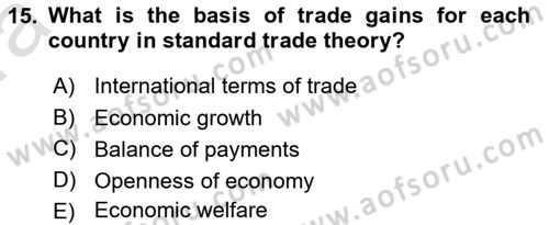 Foreign Trade Dersi Ara Sınavı Deneme Sınav Soruları 15. Soru