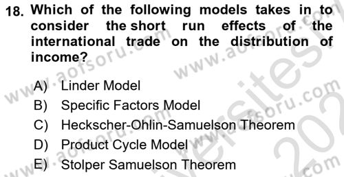 Foreign Trade Dersi Ara Sınavı Deneme Sınav Soruları 18. Soru