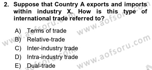 Foreign Trade Dersi Ara Sınavı Deneme Sınav Soruları 2. Soru