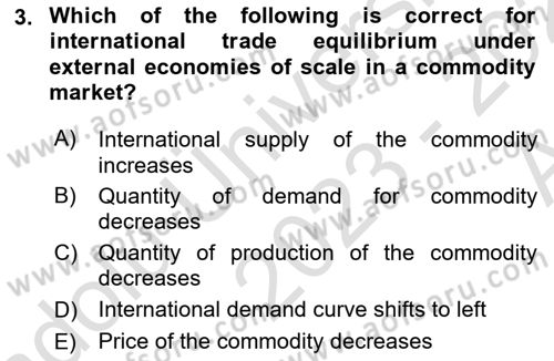 Foreign Trade Dersi Ara Sınavı Deneme Sınav Soruları 3. Soru
