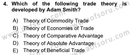 Foreign Trade Dersi Ara Sınavı Deneme Sınav Soruları 4. Soru