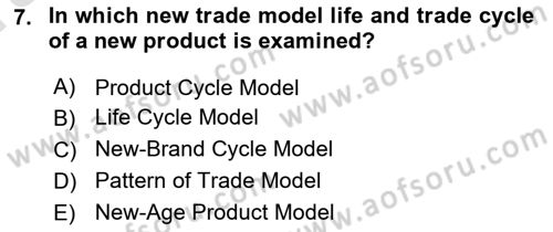 Foreign Trade Dersi Ara Sınavı Deneme Sınav Soruları 7. Soru