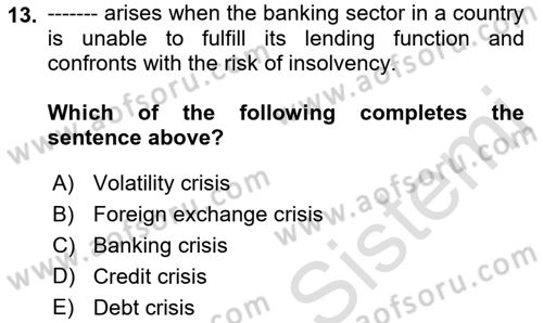Foreign Trade Dersi 2023 - 2024 Yılı (Final) Dönem Sonu Sınav Soruları 13. Soru