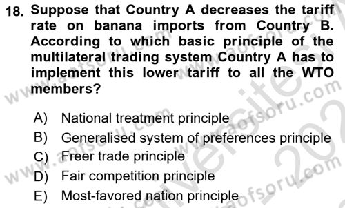 Foreign Trade Dersi 2023 - 2024 Yılı (Final) Dönem Sonu Sınav Soruları 18. Soru