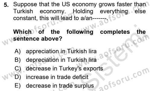 Foreign Trade Dersi 2023 - 2024 Yılı (Final) Dönem Sonu Sınav Soruları 5. Soru