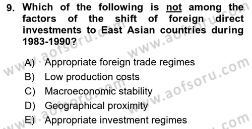 Foreign Trade Dersi 2023 - 2024 Yılı (Final) Dönem Sonu Sınav Soruları 9. Soru