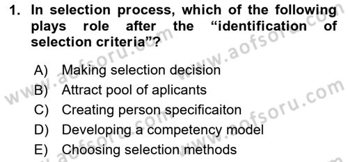 Human Resource Management Dersi 2020 - 2021 Yılı Yaz Okulu Sınav Soruları 1. Soru