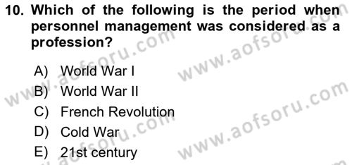 Human Resource Management Dersi 2020 - 2021 Yılı Yaz Okulu Sınav Soruları 10. Soru