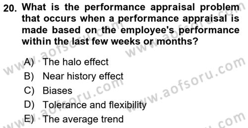 Human Resource Management Dersi 2020 - 2021 Yılı Yaz Okulu Sınav Soruları 20. Soru