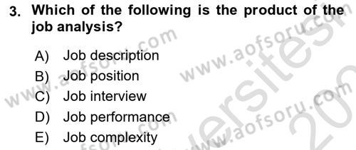 Human Resource Management Dersi 2020 - 2021 Yılı Yaz Okulu Sınav Soruları 3. Soru