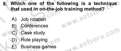 Human Resource Management Dersi 2020 - 2021 Yılı Yaz Okulu Sınav Soruları 8. Soru