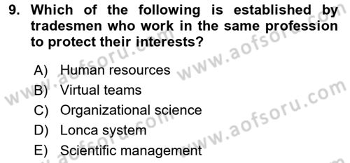 Human Resource Management Dersi 2020 - 2021 Yılı Yaz Okulu Sınav Soruları 9. Soru