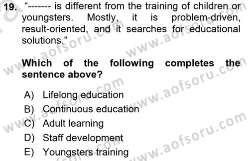 Human Resource Management Dersi 2021 - 2022 Yılı (Vize) Ara Sınav Soruları 19. Soru
