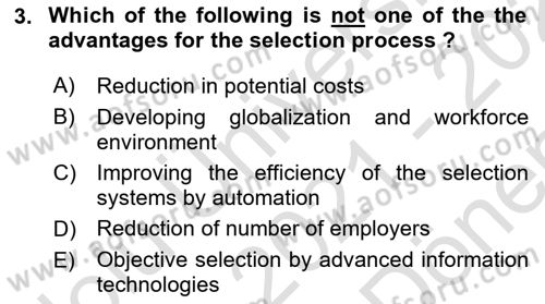 Human Resource Management Dersi 2021 - 2022 Yılı (Final) Dönem Sonu Sınav Soruları 3. Soru