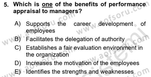 Human Resource Management Dersi 2021 - 2022 Yılı (Final) Dönem Sonu Sınav Soruları 5. Soru