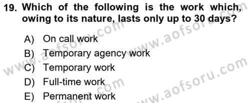 Human Resource Management Dersi 2021 - 2022 Yılı Yaz Okulu Sınav Soruları 19. Soru