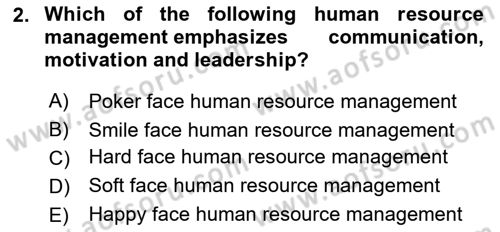 Human Resource Management Dersi 2021 - 2022 Yılı Yaz Okulu Sınav Soruları 2. Soru