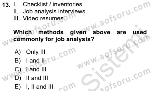 Human Resource Management Dersi 2022 - 2023 Yılı (Vize) Ara Sınav Soruları 13. Soru