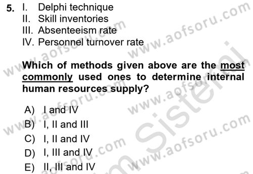 Human Resource Management Dersi 2022 - 2023 Yılı (Vize) Ara Sınav Soruları 5. Soru