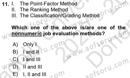 Human Resource Management Dersi 2022 - 2023 Yılı (Final) Dönem Sonu Sınav Soruları 11. Soru