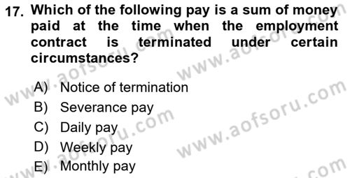 Human Resource Management Dersi 2022 - 2023 Yılı (Final) Dönem Sonu Sınav Soruları 17. Soru