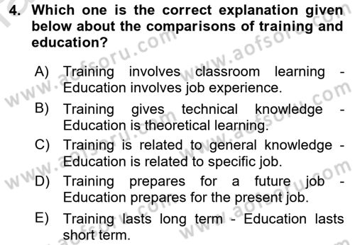 Human Resource Management Dersi 2022 - 2023 Yılı (Final) Dönem Sonu Sınav Soruları 4. Soru