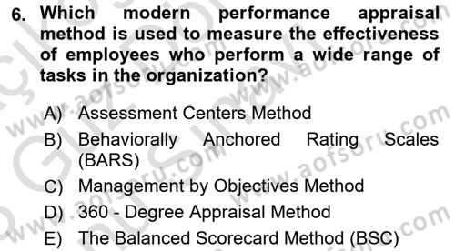 Human Resource Management Dersi 2022 - 2023 Yılı (Final) Dönem Sonu Sınav Soruları 6. Soru