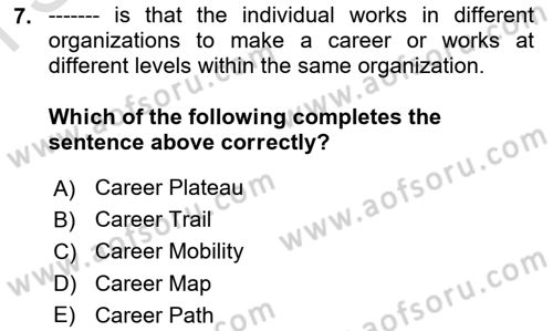 Human Resource Management Dersi 2022 - 2023 Yılı (Final) Dönem Sonu Sınav Soruları 7. Soru