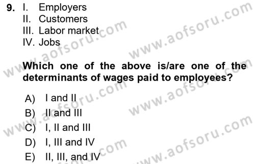 Human Resource Management Dersi 2022 - 2023 Yılı (Final) Dönem Sonu Sınav Soruları 9. Soru