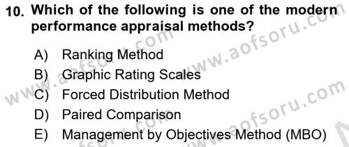 Human Resource Management Dersi 2022 - 2023 Yılı Yaz Okulu Sınav Soruları 10. Soru