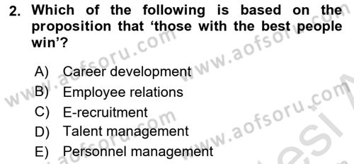 Human Resource Management Dersi 2022 - 2023 Yılı Yaz Okulu Sınav Soruları 2. Soru