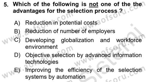 Human Resource Management Dersi 2022 - 2023 Yılı Yaz Okulu Sınav Soruları 5. Soru