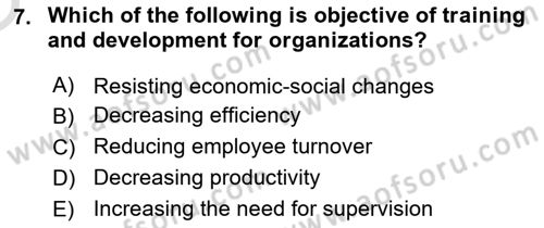 Human Resource Management Dersi 2022 - 2023 Yılı Yaz Okulu Sınav Soruları 7. Soru