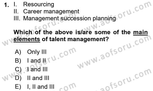 Human Resource Management Dersi 2023 - 2024 Yılı (Vize) Ara Sınav Soruları 1. Soru