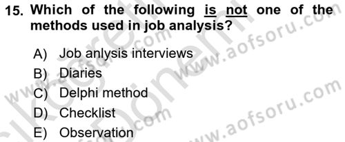 Human Resource Management Dersi 2023 - 2024 Yılı (Vize) Ara Sınav Soruları 15. Soru