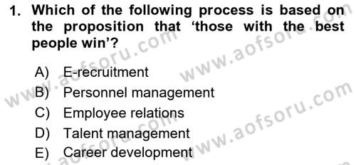 Human Resource Management Dersi 2023 - 2024 Yılı (Final) Dönem Sonu Sınav Soruları 1. Soru