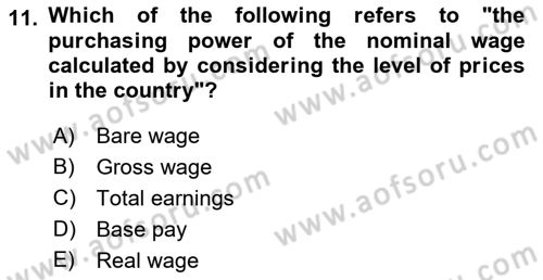 Human Resource Management Dersi 2023 - 2024 Yılı (Final) Dönem Sonu Sınav Soruları 11. Soru