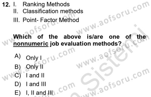 Human Resource Management Dersi 2023 - 2024 Yılı (Final) Dönem Sonu Sınav Soruları 12. Soru