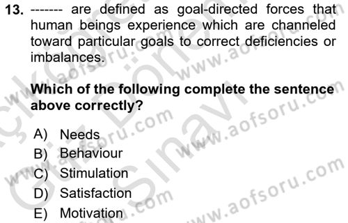 Human Resource Management Dersi 2023 - 2024 Yılı (Final) Dönem Sonu Sınav Soruları 13. Soru