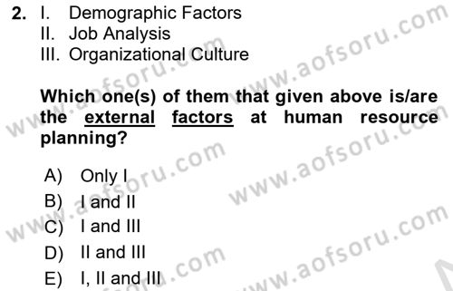 Human Resource Management Dersi 2023 - 2024 Yılı (Final) Dönem Sonu Sınav Soruları 2. Soru