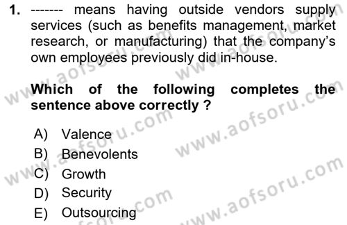 Human Resource Management Dersi 2023 - 2024 Yılı Yaz Okulu Sınav Soruları 1. Soru