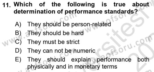 Human Resource Management Dersi 2023 - 2024 Yılı Yaz Okulu Sınav Soruları 11. Soru