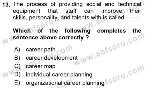 Human Resource Management Dersi 2023 - 2024 Yılı Yaz Okulu Sınav Soruları 13. Soru