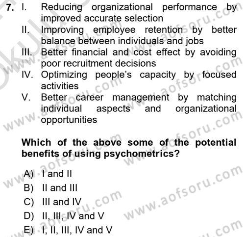 Human Resource Management Dersi 2023 - 2024 Yılı Yaz Okulu Sınav Soruları 7. Soru