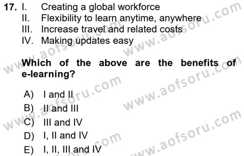 Human Resource Management Dersi 2024 - 2025 Yılı (Vize) Ara Sınav Soruları 17. Soru