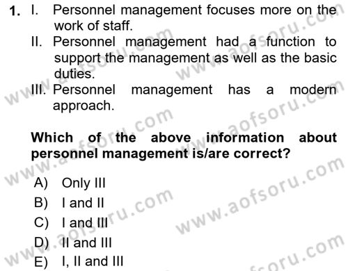 Human Resource Management Dersi 2024 - 2025 Yılı (Final) Dönem Sonu Sınav Soruları 1. Soru