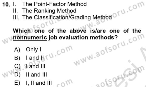 Human Resource Management Dersi 2024 - 2025 Yılı (Final) Dönem Sonu Sınav Soruları 10. Soru