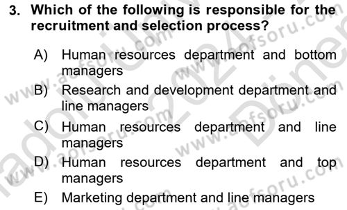Human Resource Management Dersi 2024 - 2025 Yılı (Final) Dönem Sonu Sınav Soruları 3. Soru