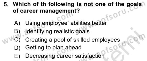 Human Resource Management Dersi 2024 - 2025 Yılı (Final) Dönem Sonu Sınav Soruları 5. Soru