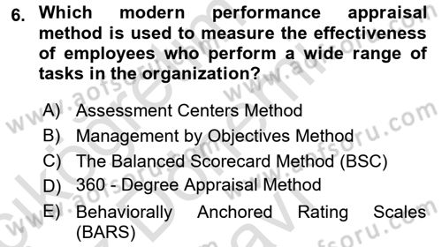 Human Resource Management Dersi 2024 - 2025 Yılı (Final) Dönem Sonu Sınav Soruları 6. Soru